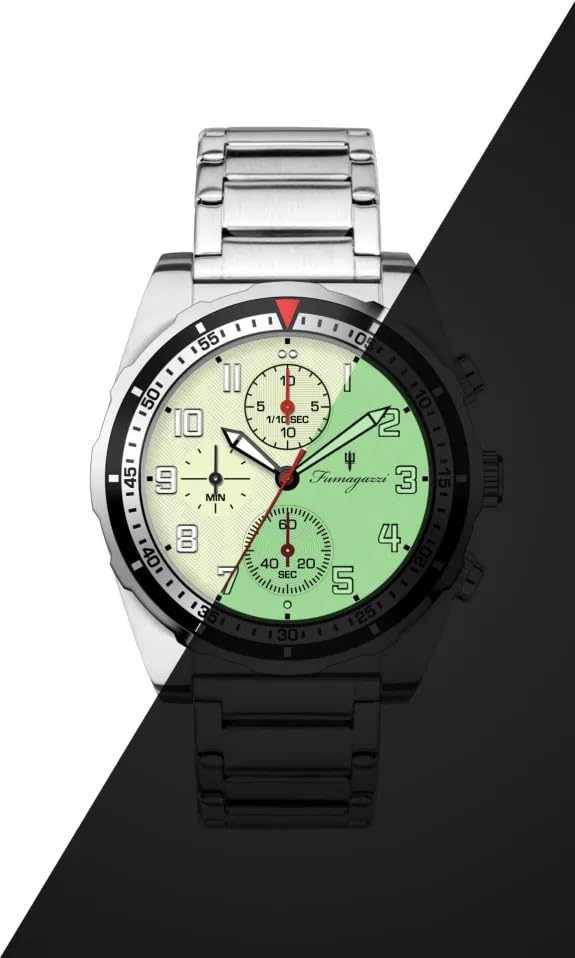 Generico FU189 Orologio da Polso Fumagazzi - Er Cavaliere Neon, ø 40 mm, Cinturino Acciaio Spazzolato, Movimento Cronografo al Quarzo, Water Resistant 5 atm