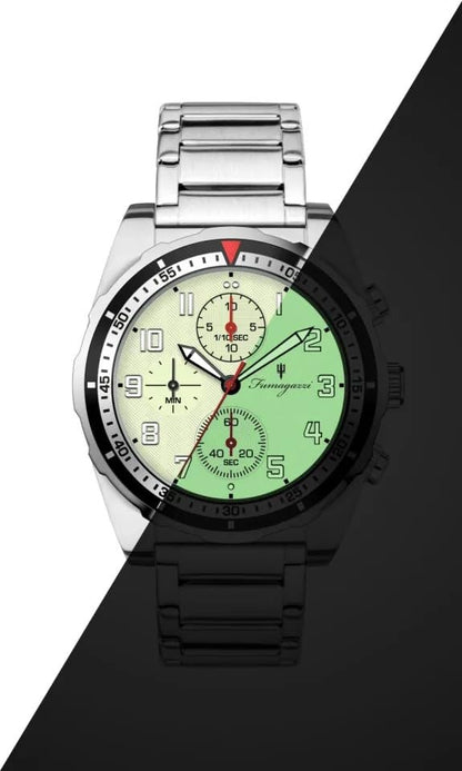 Generico FU189 Orologio da Polso Fumagazzi - Er Cavaliere Neon, ø 40 mm, Cinturino Acciaio Spazzolato, Movimento Cronografo al Quarzo, Water Resistant 5 atm
