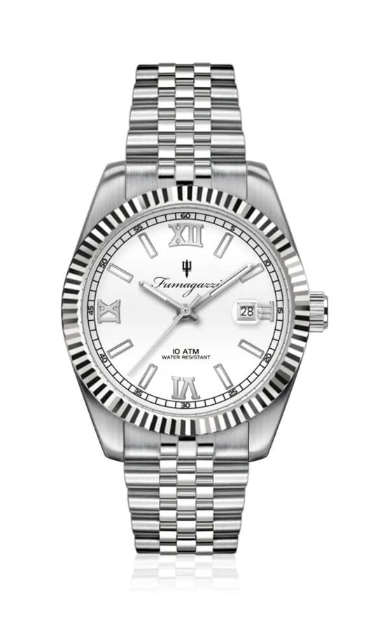 Generico FU017 Orologio da Polso Fumagazzi - Biancolopo, ø 40 mm, Cinturino Acciaio Solido Lucido, Movimento Automatico, Water Resistant 10 atm