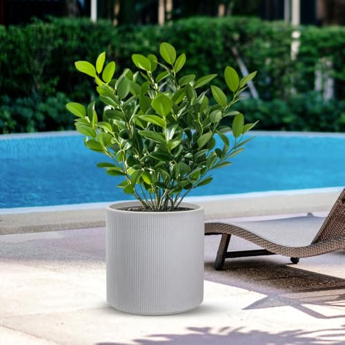DIVINA GARDEN Vaso in Resina da Esterno Interno per Piante Tondo cilindrico di Design d.36x35h Modigliani Beige