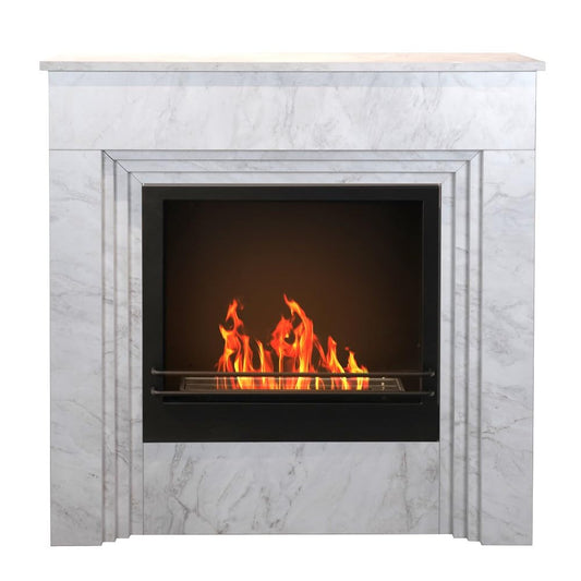 Divina Fire Camino a bioetanolo da Terra Bellini in Legno Effetto Marmo Bianco Made in Italy L96 x P35 x H96