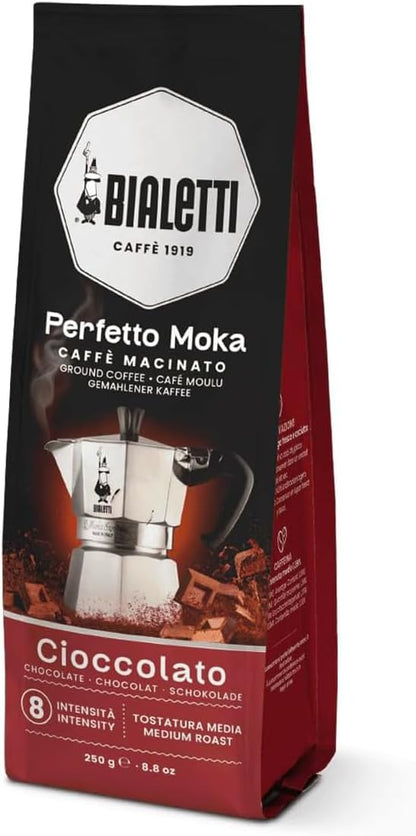 BIALETTI Caffè Macinato Perfetto Moka, 6 Sacchetti da 250 Grammi, Caramello, Tiramisù, Nocciola, Cioccolato, Intenso, Pregiato