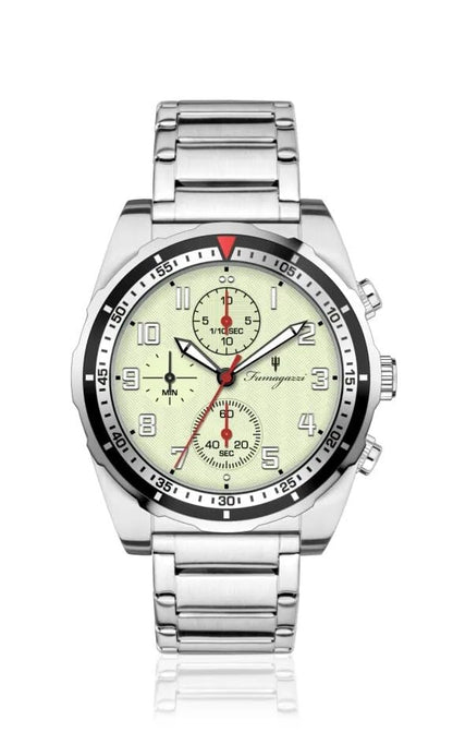 Generico FU189 Orologio da Polso Fumagazzi - Er Cavaliere Neon, ø 40 mm, Cinturino Acciaio Spazzolato, Movimento Cronografo al Quarzo, Water Resistant 5 atm