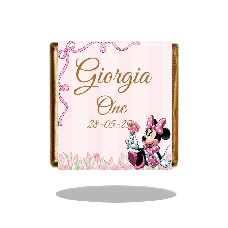 20 Cioccolatini Personalizzati Quadrati 35x35mm, Segnaposto per Battesimo, Comunione, Cresima, Nascita, Laurea