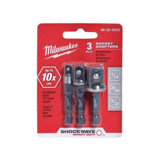 Jeu d'adaptateurs de clé à douille Milwaukee de 3 (1/4" + 3/8" + 1/2") (étiquette anglaise non garantie)