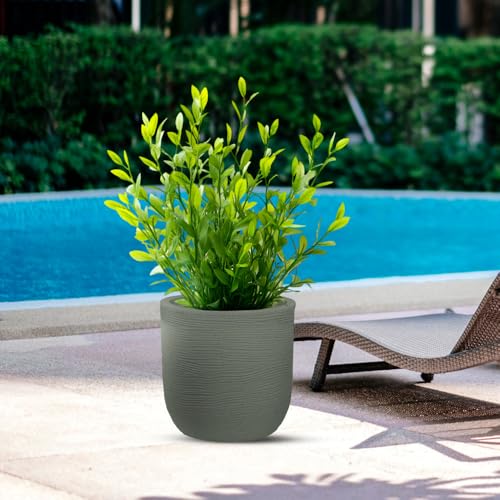 DIVINA GARDEN Vaso in Resina da Esterno Interno per Piante Cilindro di Design d.35x34h Raffaello Verde