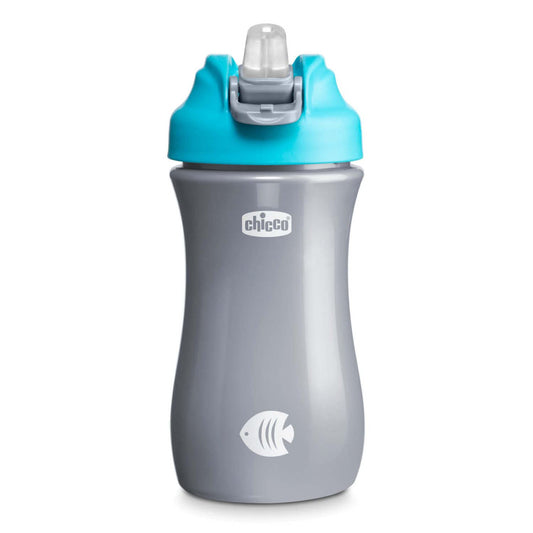 Chicco Pop-up Cup, Bicchiere Antigoccia per Bambini, Pratica Apertura, Beccuccio in Silicone, Chiusura Ermetica, Facile da Trasportare, Bicchiere per Bambini 2 Anni, Capacità 350 ml, Azzurro