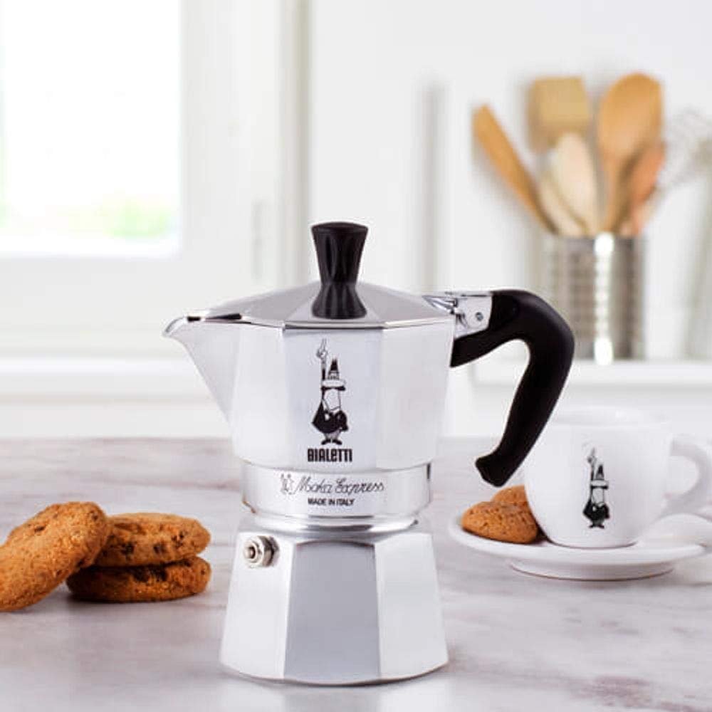 Bialetti Caffettiera Moka Express 18 Tazze, Manico anti scottatura, Non adatta a induzione, 18 Tazze (800 ml), Alluminio