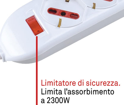 ROSI Multipresa serie Emilia spina 10A, Bianco, 3 prese schuko biv. 10/16A