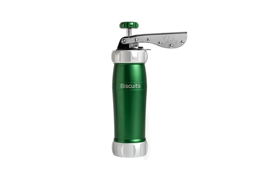 Marcato Sparabiscotti, Siringa per Dolci, Macchina per Biscotti fatti in casa, Accessorio da Pasticceria, in Alluminio Anodizzato, Grandezza Biscotto Regolabile, 20 Trafile Incluse. Colore: Verde