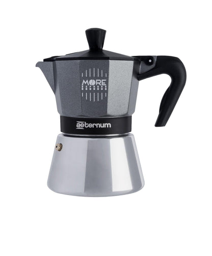 Aeternum, More Espresso Induction, Caffettiera 3 Tazze, Adatta all'Induzione, Alluminio e Acciaio Inox, Grigio e Nero