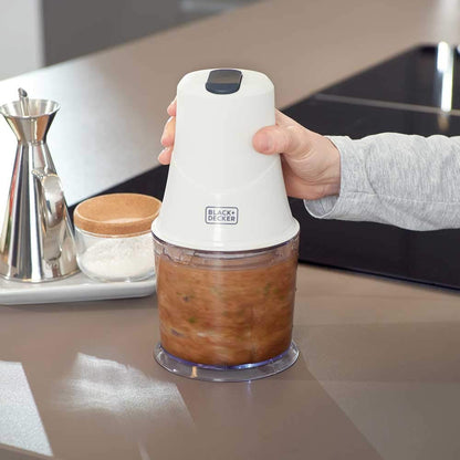BLACK+DECKER - BXCH260E Mini Tritatutto 260W. Ciotola da 500 ml. con Coperchio. 2 modalità di utilizzo: mescolare e tagliare.