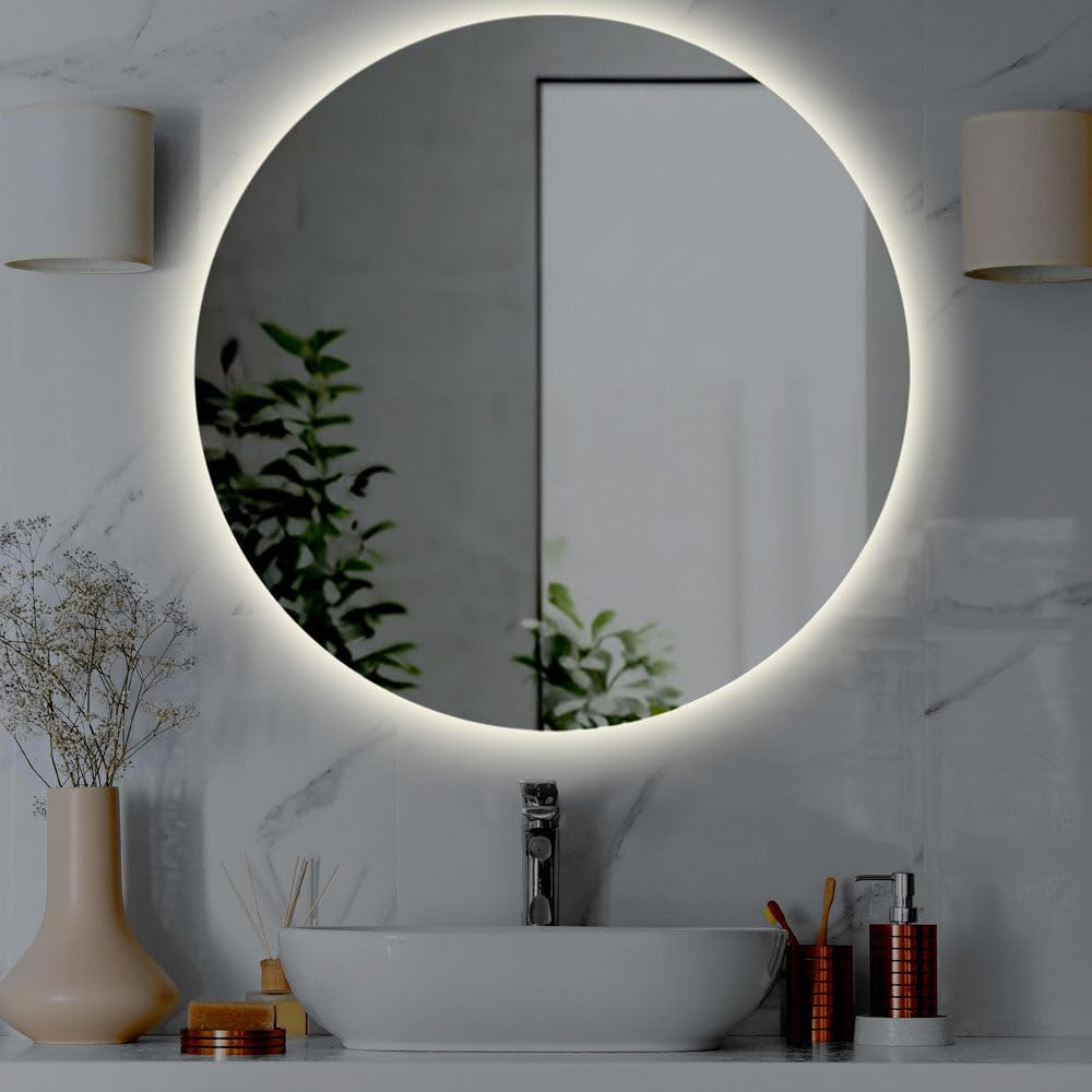 DIVINA HOME Specchio da Bagno Rotondo retroilluminato Tondo d. 80 Luna Made in Italy