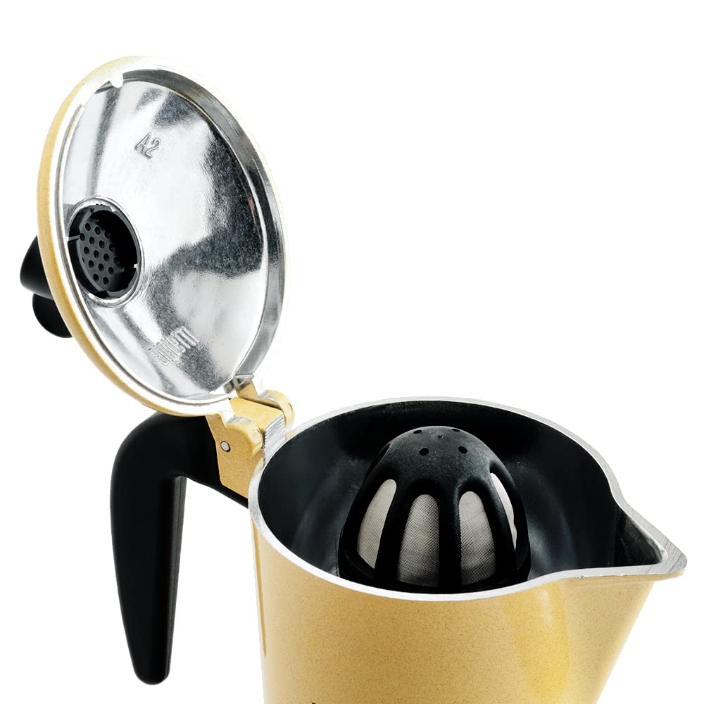 Bialetti Caffettiera Orzo Express, 2 Tazze, Pensata per preparare un Orzo Espresso, Non adatta a induzione, Giallo