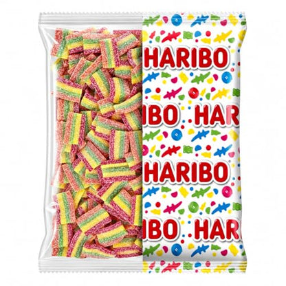 HARIBO Miami Frizzi Caramelle Gommose Arcobaleno 1 Kg | Multicolore Frizzanti, Busta da 1 Kg, Feste e Compleanni, Candy Bar, Forma Rettangolare
