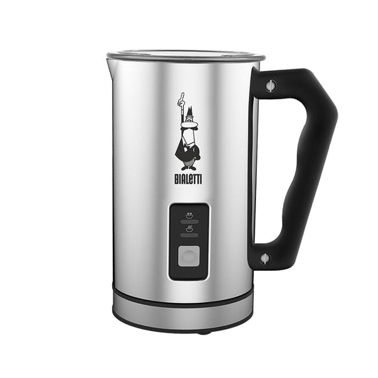 Bialetti Milk Frother Elettrico, Montalatte per Cappuccino, Capacità 150 ml Cappuccino o 300 ml Latte Caldo, Acciaio