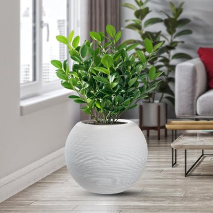 DIVINA GARDEN Vaso in Resina da Esterno Interno per Piante Tondo a Sfera di Design d.40x33h Botticelli Bianco
