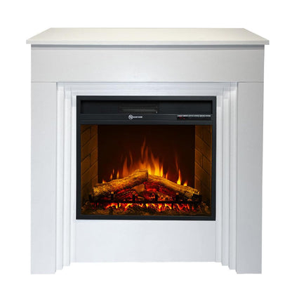 Camino elettrico caminetto da terra BELLINI in legno Bianco Made in Italy L96 x P35 x H96