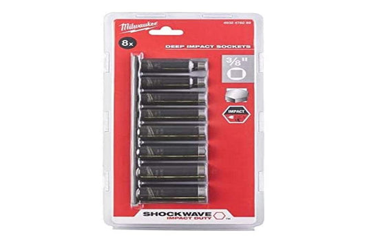 8 Bussole Lunghe Shockwave da 3/8" Misure  8/10 / 12/13 / 16/17 / 18/19, Bossola a Macchina per Avvitatori ad Impulsi