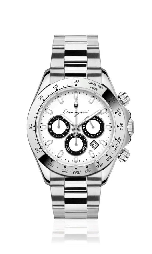 Generico FU012 Orologio da Polso Fumagazzi - TaaaK, ø 39 mm, Cinturino in Acciaio Solido Lucido, Movimento Cronografo, Water Resistant 5 atm
