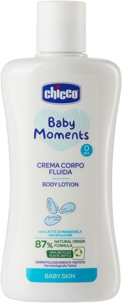 CHICCO Baby Moments Set con Bagno Corpo da 200 ml, Crema Corpo 200 ml, Profumo