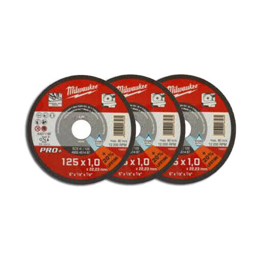 MILWAUKEE 3 Dischi da Taglio Sottile | Metallo Ø125mm x1,0mm per Smerigliatrice