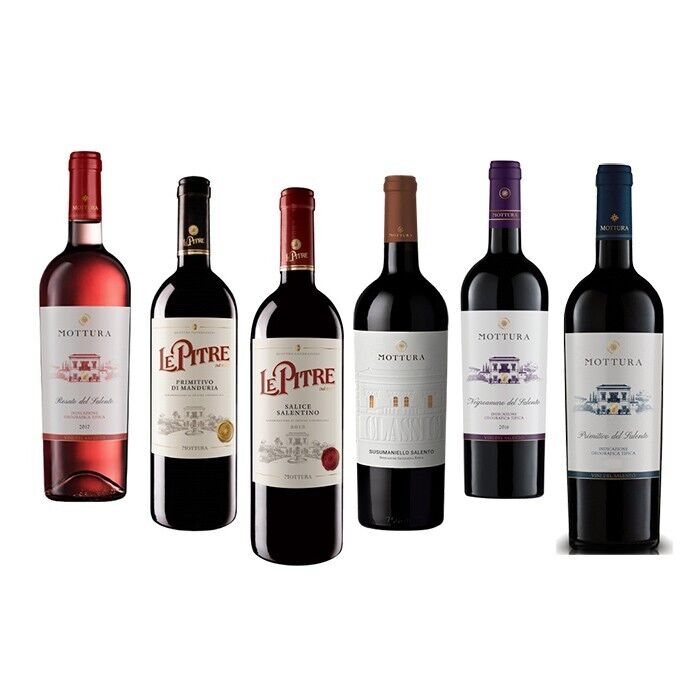 MOTTURA Selezione Vini Pugliesi 6 Bottiglie Primitivo Manduria Negroamaro Salento