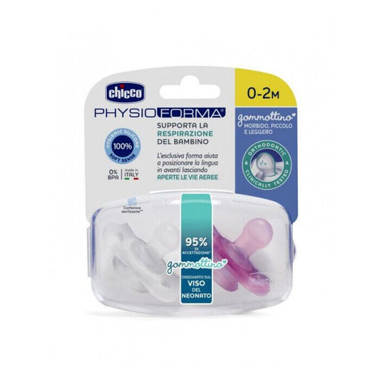 CHICCO 2 Gommotti 0-2m Bimba Gommotto Physio Soft Silicone Succhiotto Ciuccio