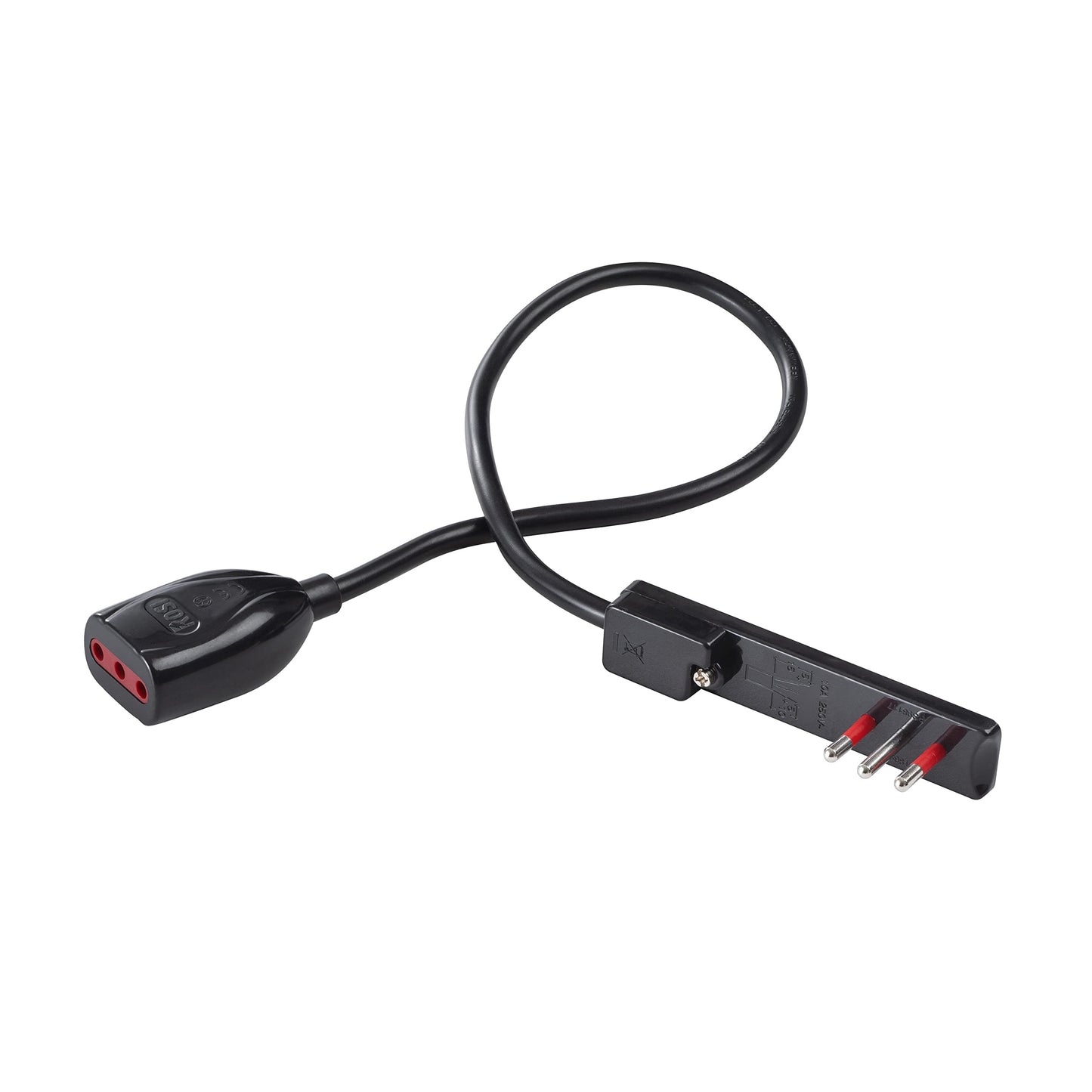 ROSI Emilia Flat , Spina Ultrapiatta 16A con Prolunga da 3 Metri e Presa Bivalente 16A - Nero