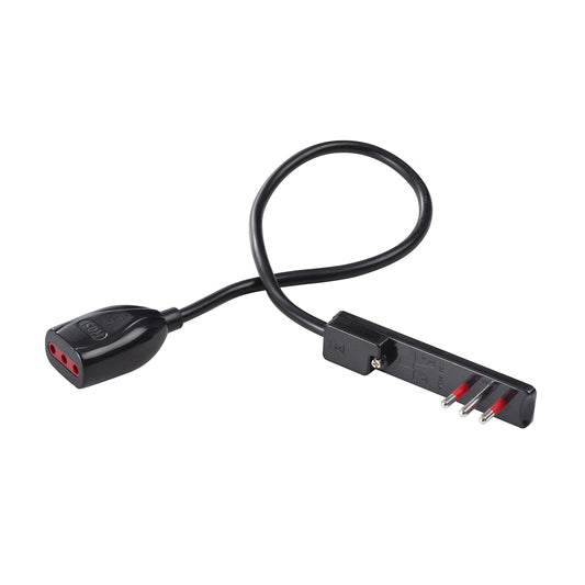 ROSI Emilia Flat , Spina Ultrapiatta 16A con Prolunga da 3 Metri e Presa Bivalente 16A - Nero