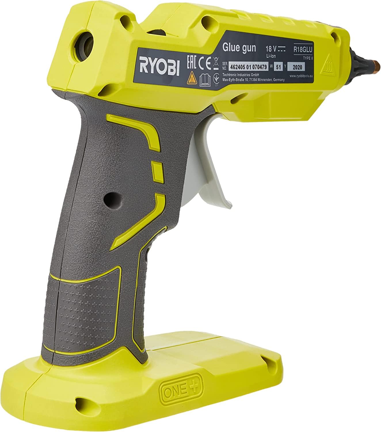 Ryobi R18GLU-0 Pistola per Colla a Caldo a Batteria 18V ONE+, Batteria non Inclusa, Si Riscalda in 3 Minuti, Autonomia fino a 60 Cartucce