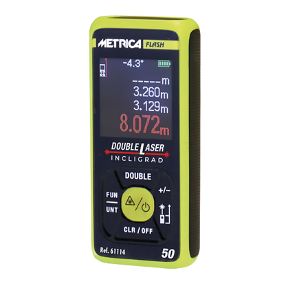 METRICA 61114 Double Laser Incligrad Misuratore Doppio 50mt indicazione Gradi