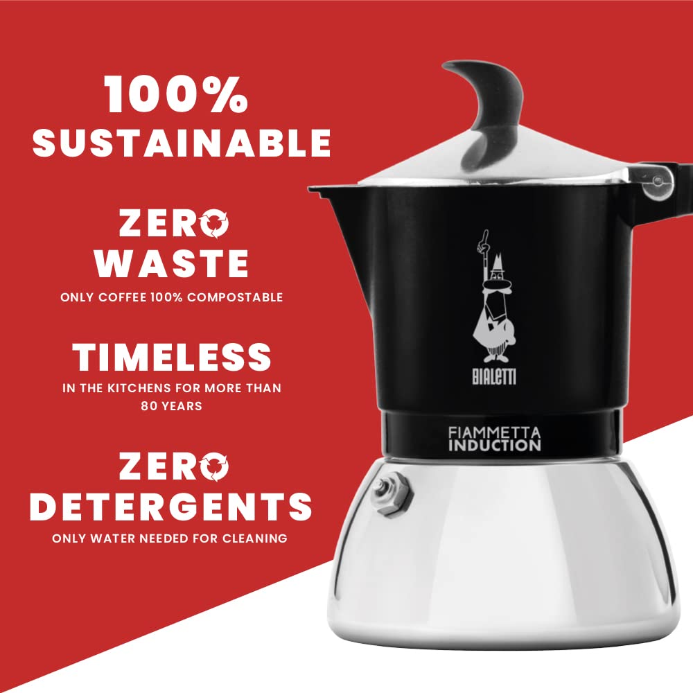 Bialetti Fiammetta Induction Caffettiera, Aluminium, Steel, Nero, 4 Tazze