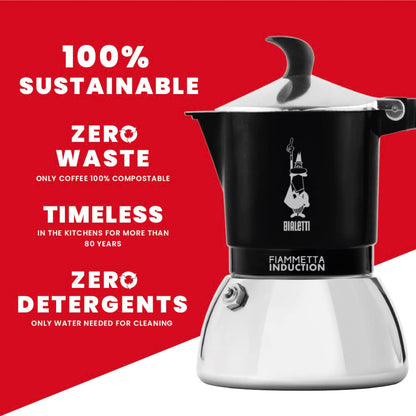 BIALETTI Moka Fiammetta Induction Caffettiera Adatta Piani Induzione 2 Tazze