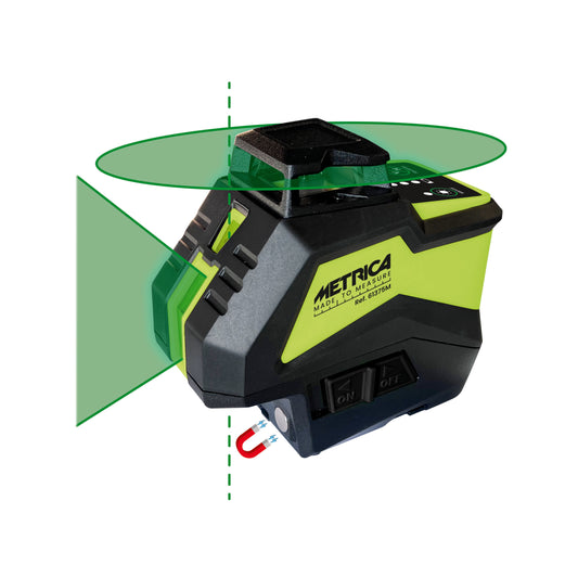 METRICA 61375M Autolivello Laser Verde Bravo Green Raggio 360° + Raggio Verticale, + 2 Punti per il Pionbo