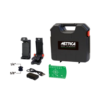 METRICA 61375M Autolivello Laser Verde Bravo Green Raggio 360° + Raggio Verticale, + 2 Punti per il Pionbo
