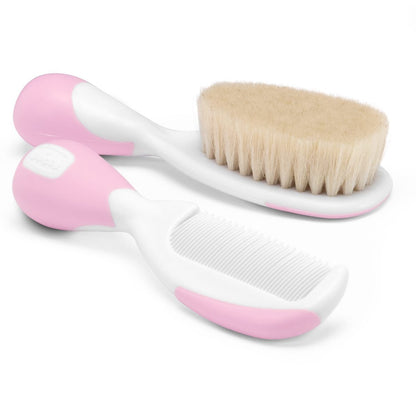 Chicco My First Beauty Set 5in1, Igiene Neonato, Prodotti Bagnetto, con Pettine, Spazzola, Frobicine per Unghie, Termometro da Bagno e Spugna, Accessori 0 Mesi, Rosa