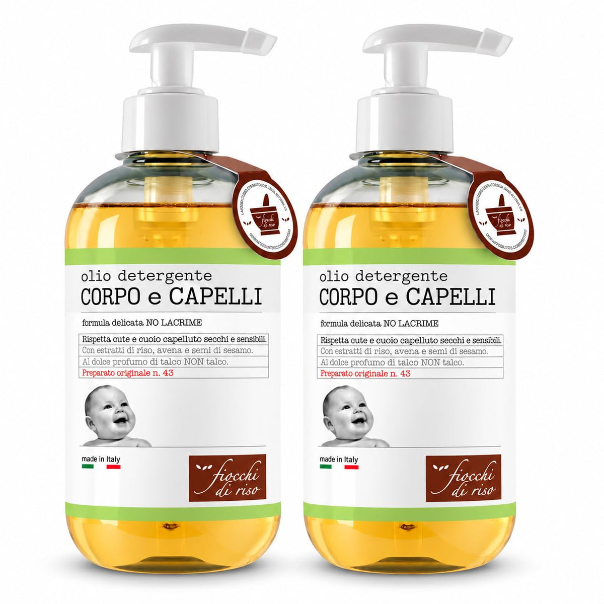 Fiocchi di Riso Olio Detergente Corpo e Capelli 2x500ml