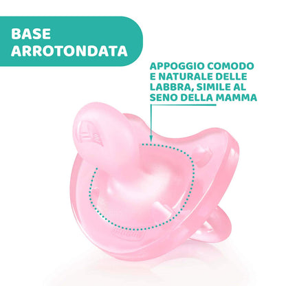 Chicco PhysioForma Ciuccio in Silicone 16-36 Mesi, 1 Pezzo - Gommotto Morbido e Delicato, Supporta la Respirazione Fisiologica e Favorisce il Corretto Sviluppo della Bocca, Rosa