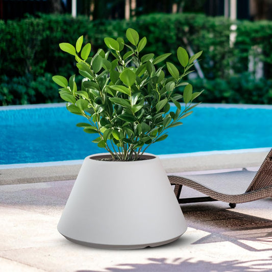 DIVINA GARDEN Vaso in Resina da Esterno Interno per Piante Tondo Conico Design d.60x35h Stromboli Bianco