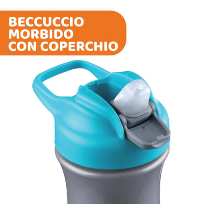 Chicco Pop-up Cup, Bicchiere Antigoccia per Bambini, Pratica Apertura, Beccuccio in Silicone, Chiusura Ermetica, Facile da Trasportare, Bicchiere per Bambini 2 Anni, Capacità 350 ml, Azzurro