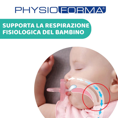 Chicco PhysioForma Ciuccio in Silicone 0-2 Mesi, 2 Pezzi, Set Gommottini 0-2 Mesi, Supportano la Respirazione Fisiologica e Favoriscono il Corretto Sviluppo della Bocca, Azzurro