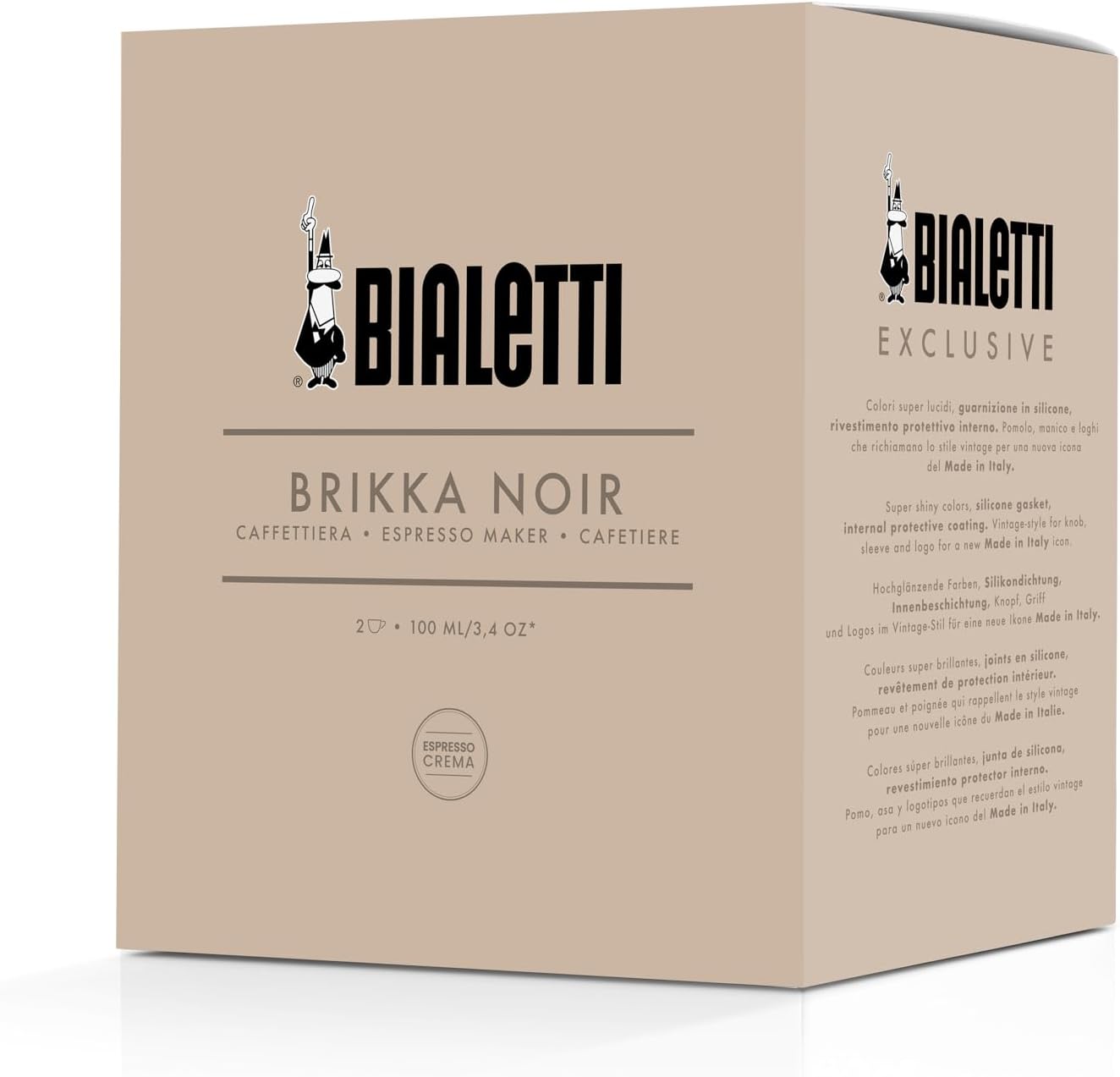 Moka Bialetti Brikka Exclusive Nera Vintage 2 Tazze | Caffettiera in Alluminio