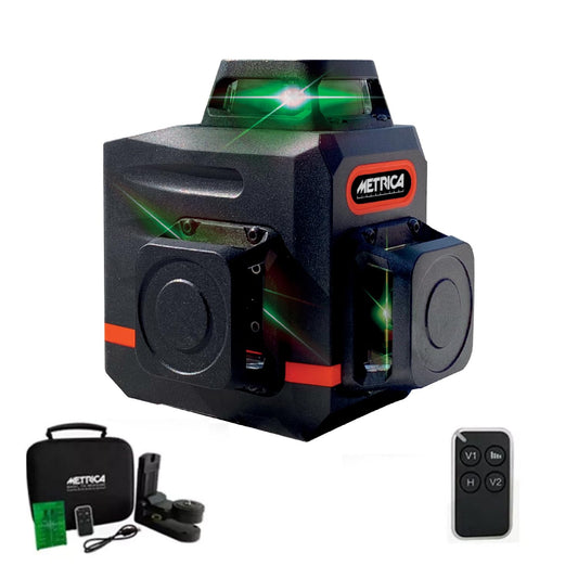 METRICA 60845 Livella Laser Luce Verde 30-50mt Autolivellante Ricaricabile con Telecomando