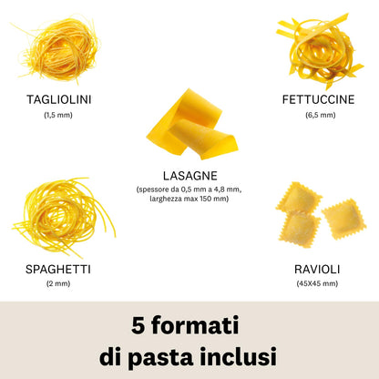 Marcato GS-PASTASET Macchina per Pasta Manuale con Inclusi Accessori per Ravioli e Spaghetti, Acciaio Cromato, Argento, 20,3x14x20,3 cm