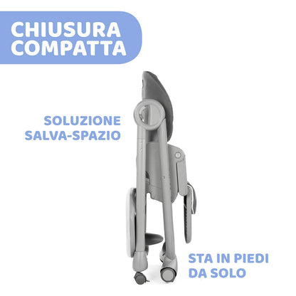 Chicco, Polly Magic Relax Seggiolone Pappa per Bambini 0 Mesi - 3 Anni, Grigio, 580.0 X Mm X 900.0 X Mm X 285.0