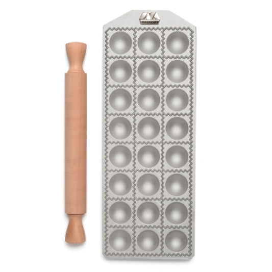 Marcato Stampo per Ravioli, Macchina per Ravioli, Forme per Ravioli Fatti in Casa, Taglio Rotondo da 40 mm, Spazio per Ripieno Abbondante, Lavorazione di 24 Ravioli in Contemporanea, Made in Italy.