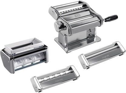 Marcato Multipast Macchina per Pasta Manuale Acciaio Cromato con Accessori : Ravioli, Spaghetti e Reginette