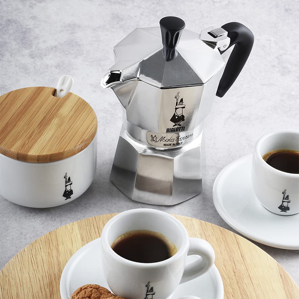 Bialetti Caffettiera Moka Express 2 Tazze, Manico anti scottatura, Non adatta a induzione, (90 ml), Alluminio