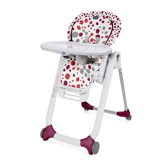 Chicco Polly Progres5 Seggiolone Pappa Regolabile per Bambini 0 Mesi - 3 Anni (15 kg), Trasformabile in Rialzo Sedia Bambini, Reclinabile a Sdraietta, con 4 Ruote e Chiusura Compatta - Cherry